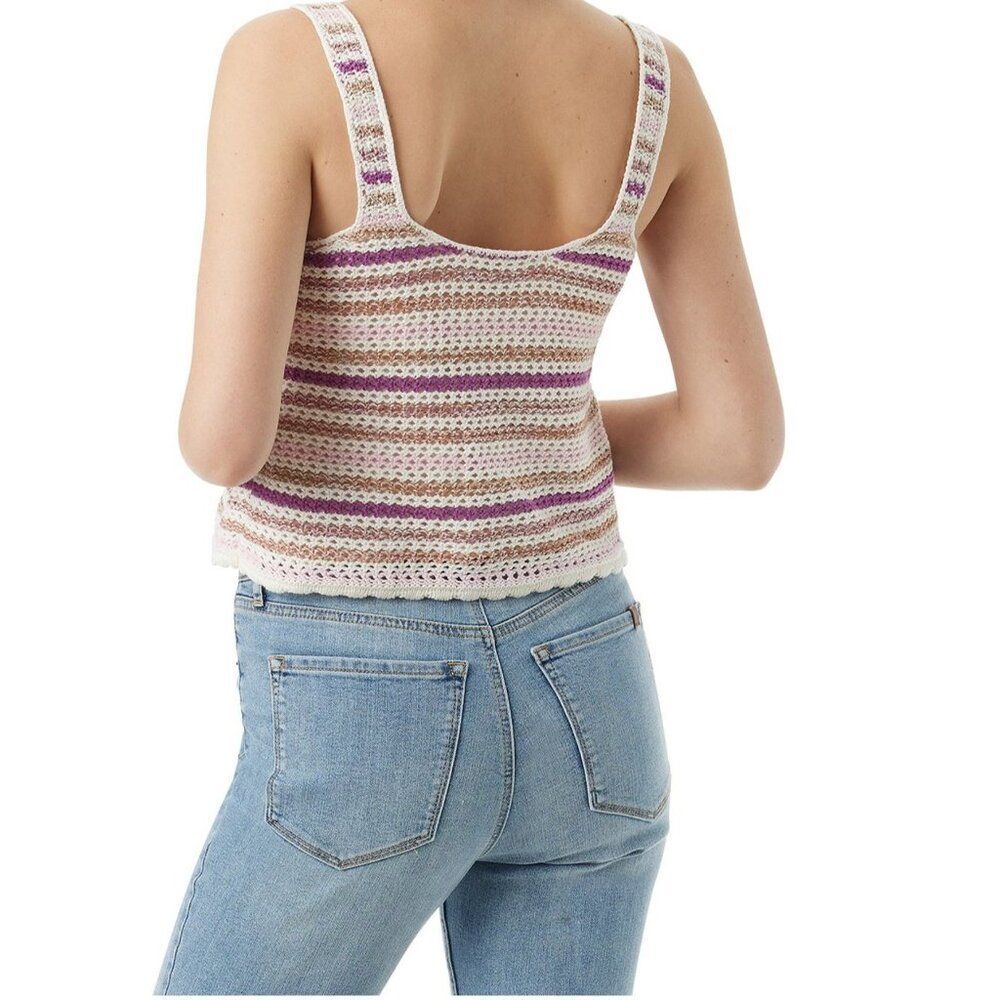 Jessica Simpson Women's Plus Crochet Tank‎ Top 4X Stripe Y2K Boho Summer Chic - Picture 3 of 7
